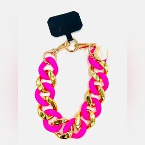 The American Case! Hot Pink Resin And Gold Phone Chain.